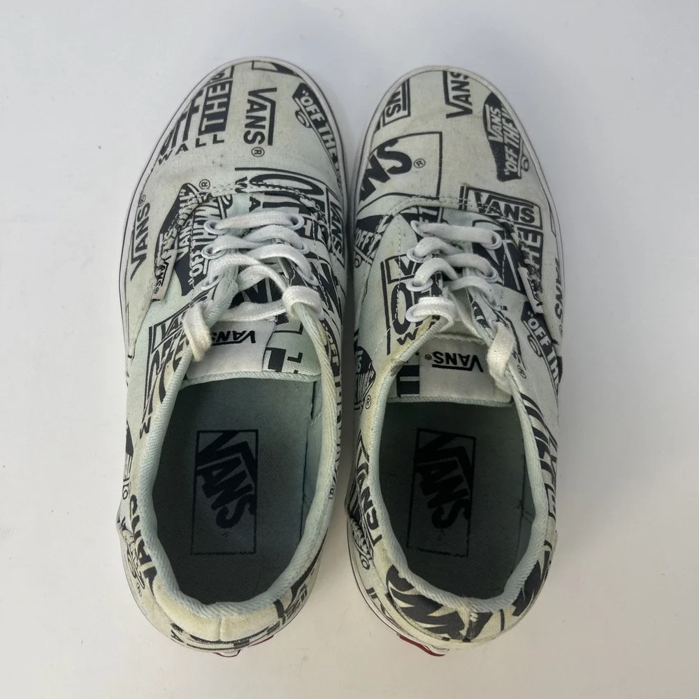 Vans Off The Wall Era Low Top Mint Green Black Logo Print Sneakers Womens Sz 6.5